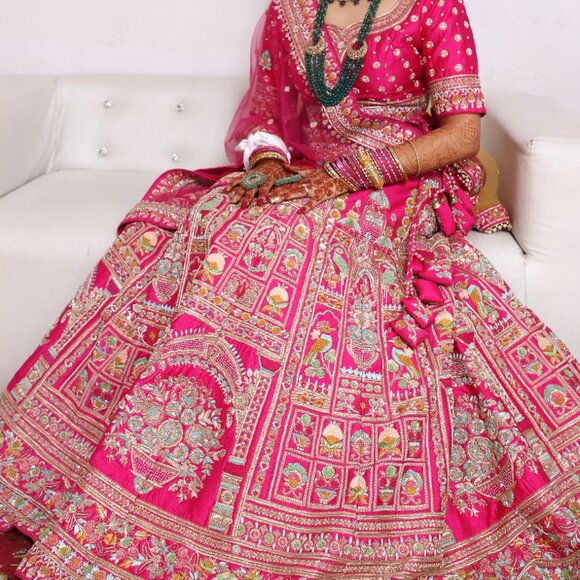 Raw Silk Rani Pink Wedding Lehenga NEGOTIABLE - Picture 1 of 5